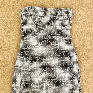 Altar'd State Black & White Gingham Strapless Sheath Dress